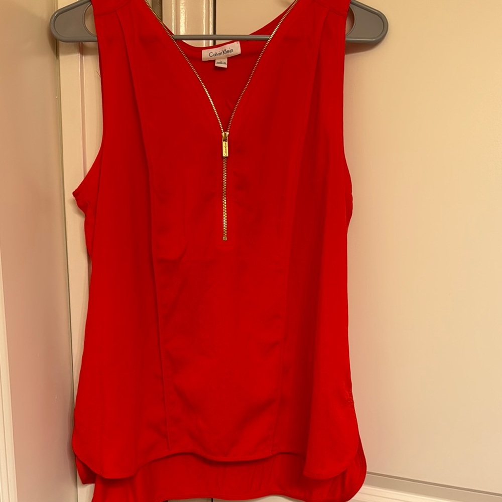Calvin Klein Women's Red Sleeveless Top